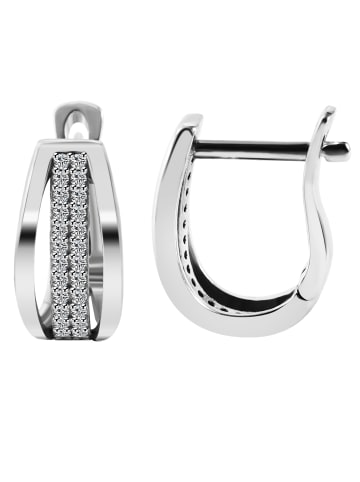 Adeliás Damen Creolen aus 925 Silber mit Zirkonia 17 cm in silber