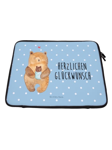 Mr. & Mrs. Panda Notebook Tasche Bär Baby mit Spruch in Blau Pastell