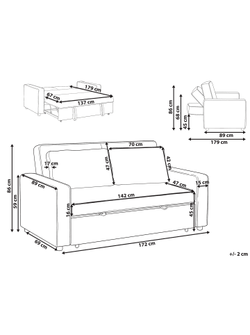 Beliani 2-Sitzer Sofa UTTELA in Weiß/Schwarz - (W) 172 x (H) 86 x (L) 89 cm