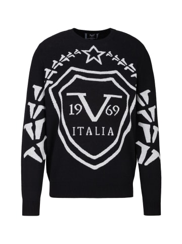 19V69 Italia by Versace Rundhalspullover Enzo in schwarz