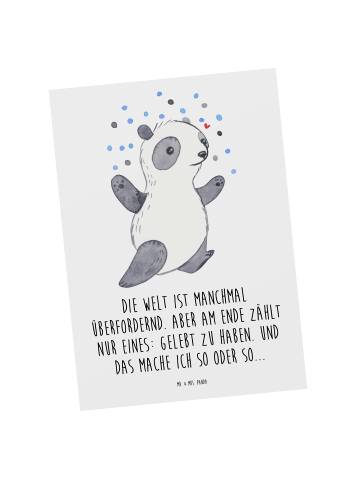Mr. & Mrs. Panda Ansichtskarte Panda Bipolar mit Spruch in Weiß