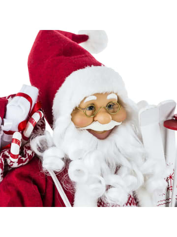 Atmosphera Créateur d'intérieur Weihnachtsfigur Weihnachtsmann in einem Pullover in Rot, 19 x 61 x 27 cm