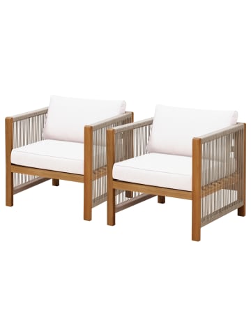 home24 Loungesessel Bayton 2er-Set in Beige / Braun