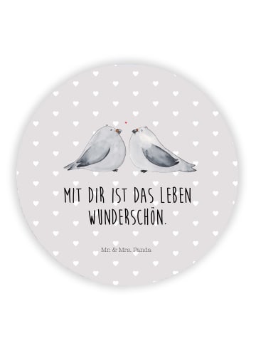 Mr. & Mrs. Panda magnet Turteltauben Liebe mit Spruch in Grau Pastell