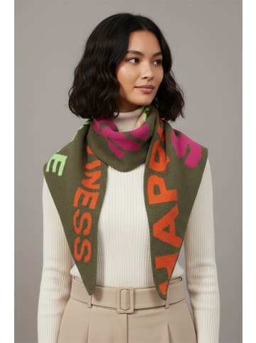 Faera Schal Schriftzug bunt modern in Khaki