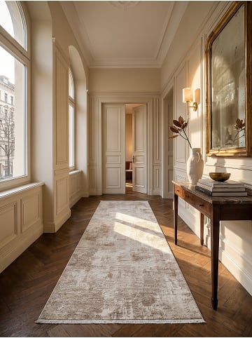 KADIMA DESIGN Teppichläufer Abstrakt pflegeleicht Wohnzimmer Schlafzimmer Flur in Beige