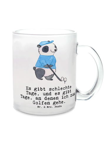 Mr. & Mrs. Panda Pott Panda Golfen mit Spruch in Transparent