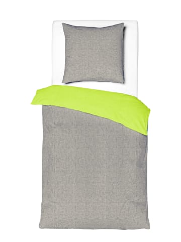 JACK 2 tlg. Renforcé Wende Bettwäsche 135x200cm Zweifarbig in Grau/Lime