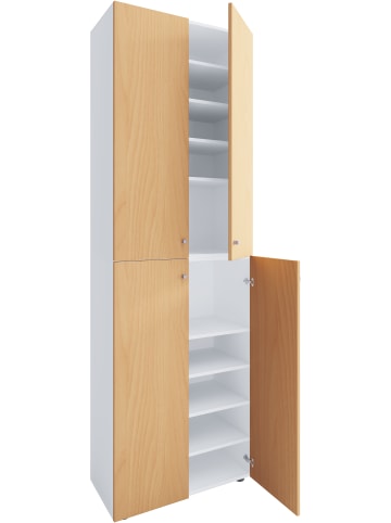 VCM XL Holz Großer Schuhschrank Schuhkommode Lona 10 in Weiß / Buche