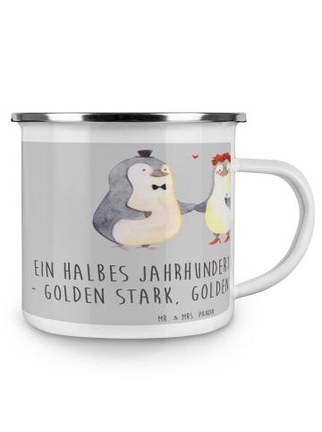 Mr. & Mrs. Panda Tasse 50. Hochzeitstag Goldene Hochzeit mit Spruch in Heather Grey