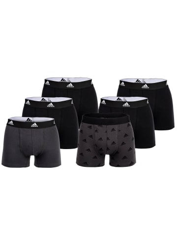 adidas Boxershort 6er Pack in Grau/Schwarz