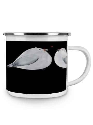 Mr. & Mrs. Panda Emaille Tasse 9. Hochzeitstag Keramikhochzeit m... in Schwarz