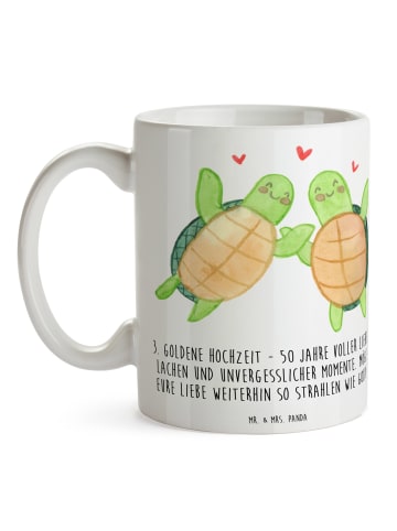 Mr. & Mrs. Panda Coffee Mug 50. Hochzeitstag mit Spruch in Weiß