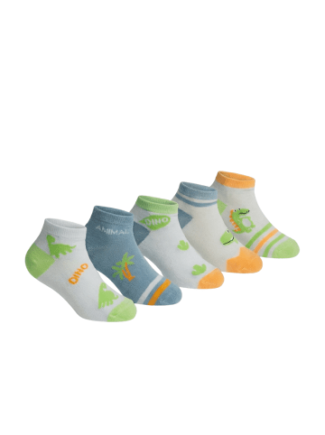 Yuhu Jungen Kinder Sneaker-Socken Dino 5er Pack in Mehrfarbig
