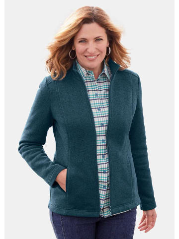 GOLDNER Kuschelweiche Strickfleece-Jacke in petrol / melange