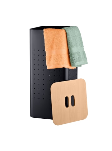 relaxdays Wäschekorb in Schwarz/ Natur - 70 l