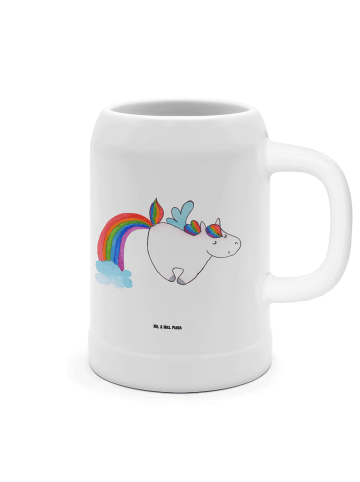 Mr. & Mrs. Panda Bierkrug Einhorn Fliegendes Pferd ohne Spruch in Weiß