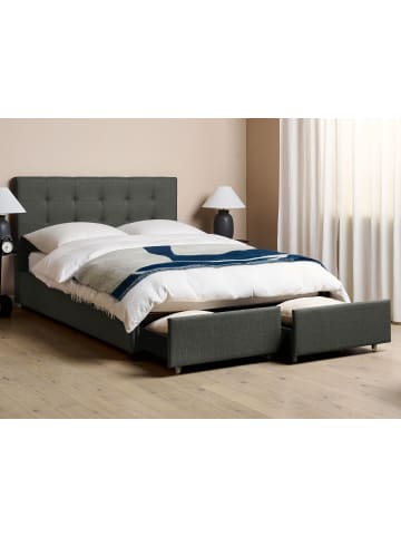 Beliani Doppelbett LA ROCHELLE in Grau/Schwarz - (W) 153 x (H) 109 x (L) 213 cm