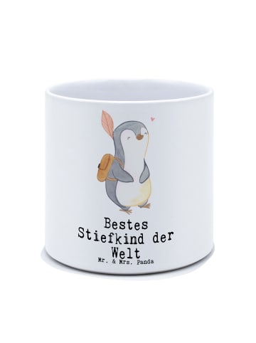 Mr. & Mrs. Panda Blumenkübel Pinguin Bestes Stiefkind der Welt m... in Weiß