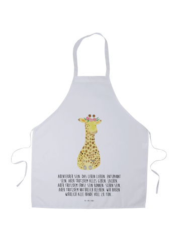Mr. & Mrs. Panda Kochschürze Giraffe Blumenkranz mit Spruch in Weiß