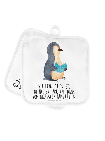 Mr. & Mrs. Panda Topflappen Pinguin Buch mit Spruch in Weiß