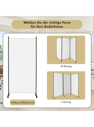COSTWAY Raumteiler 3 tlg. 180cm in Weiß