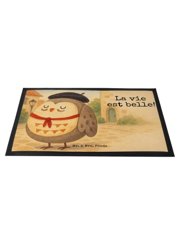 Mr. & Mrs. Panda Schmutzmatte Eule Frankreich Design mit Spruch in Weiß