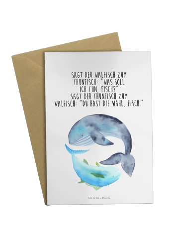 Mr. & Mrs. Panda Grußkarte Walfisch Thunfisch mit Spruch in Weiß
