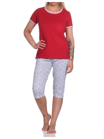 NORMANN Capri Pyjama kurzarm Schlafanzug Hose - 74499 in rot
