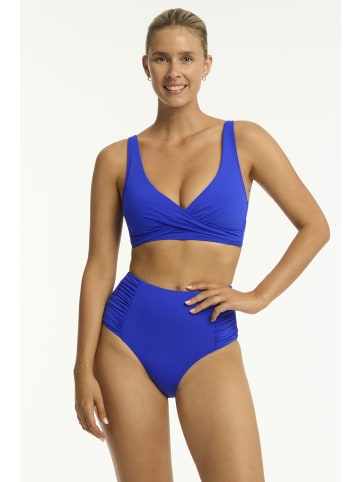 Sea Level Essentials Cross Front Multifit Bra Top in COBALT