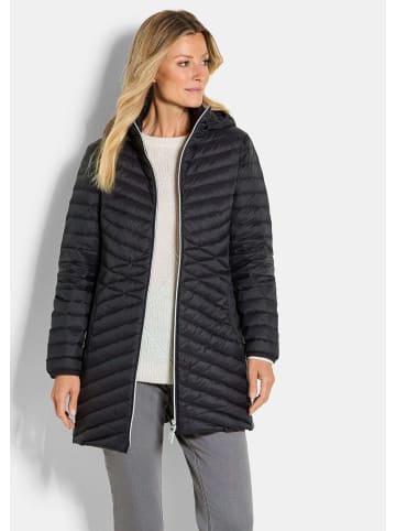 GOLDNER Kurzgröße:  Gefütterter langer Mantel mit Kapuze in schwarz