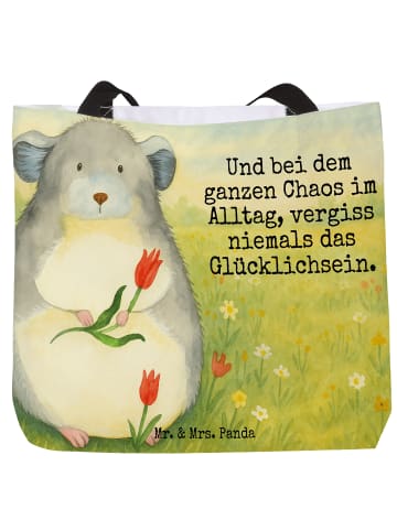 Mr. & Mrs. Panda Stoffbeutel Chinchilla Blume Design mit Spruch in Weiß