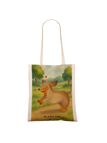 Mr. & Mrs. Panda Tote Bag Hund Dackel Design ohne Spruch in Weiß