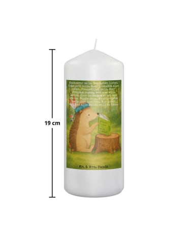 Mr. & Mrs. Panda Kerze Igel Federschmuck Design mit Spruch in Weiß