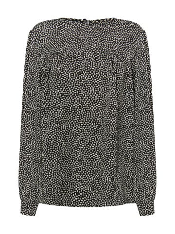 DreiMaster Damen Langarmbluse in Schwarz Beige