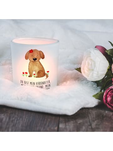 Mr. & Mrs. Panda Teelichthalter Glas Hund Dame mit Spruch in Transparent