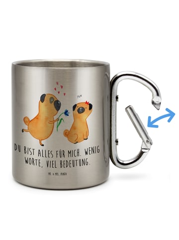 Mr. & Mrs. Panda Thermobecher Mops Verliebt mit Spruch in Silber
