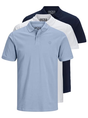 Jack & Jones 3er-Set Poloshirt in White/Infinity/Navy