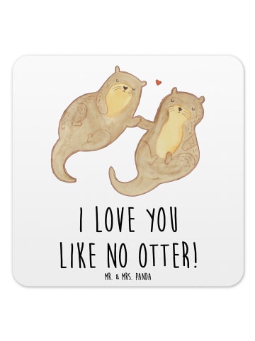 Mr. & Mrs. Panda Untersetzer Set Otter Hände halten mit Spruch in Weiß