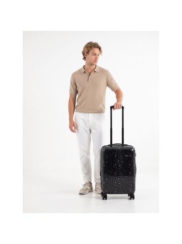 Elite Fashion 4 Rollen Kabinentrolley S 53 cm mit Dehnfalte black leopard