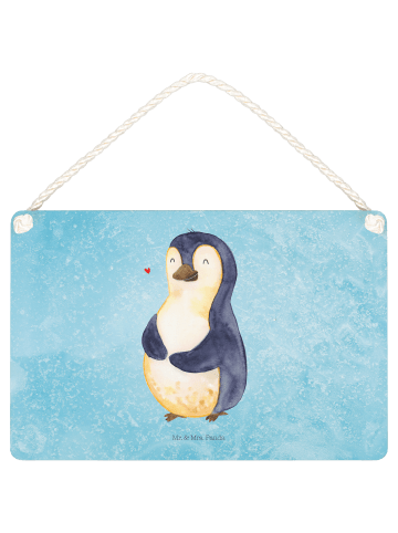 Mr. & Mrs. Panda Holzbild Pinguin Diät ohne Spruch in Eisblau