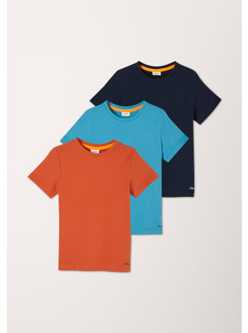 s.Oliver T-Shirt kurzarm in Blau-orange-türkis