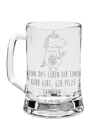 Mr. & Mrs. Panda Gravur Bierkrug Einhorn Pilz mit Spruch in Transparent
