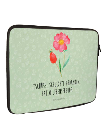 Mr. & Mrs. Panda Laptop Hülle Blume HageRundunge mit Spruch in Blattgrün