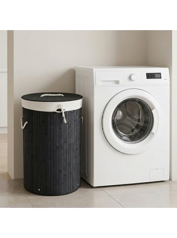 relaxdays Wäschekorb in Schwarz - (H)65 x Ø41 cm