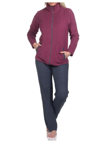 NORMANN Langarm Frottee Hausanzug Streifen - 76850 in beere