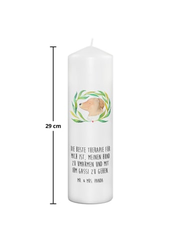 Mr. & Mrs. Panda Kerze Hund Blumen mit Spruch in Weiß