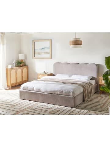 Beliani Doppelbett NANTERRE in Beige/Grau - (W) 187 x (H) 104 x (L) 215 cm