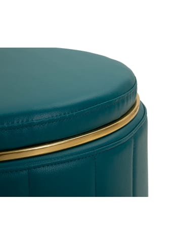 Mauro Ferretti Pouf mit Behälter aus dunkelgrünem Öko-Leder, Ø 46,5 x 44 cm