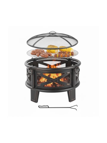 relaxdays Feuerschale in Schwarz/ Bronze - (H)58 x Ø 66 cm